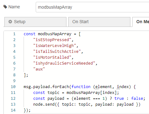 Modbus function node